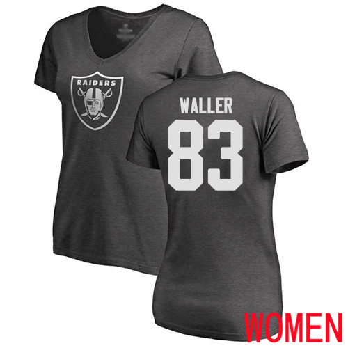 Oakland Raiders Ash Women Darren Waller One Color NFL Football #83 T Shirt->nfl t-shirts->Sports Accessory